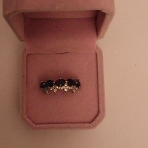 Sapphire rhodium plated ring